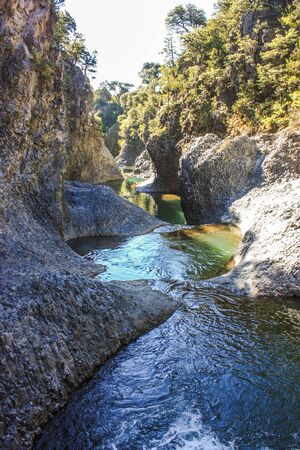 Radal Siete Tazas National Park in Maule, Chile.の写真素材