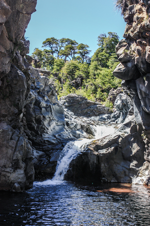 Radal Siete Tazas National Park in Maule, Chile.の写真素材