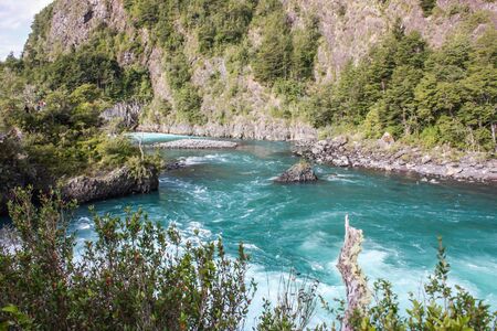 Petrohue waterfall in Vicente Perez Rosales National Park, Chileの写真素材