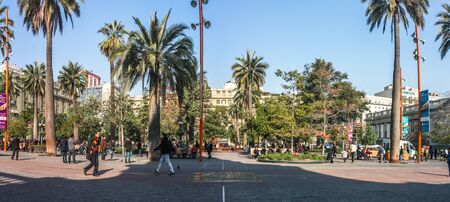 SANTIAGO, CHILE - July 23, 2013: The Plaza de Armas, the main square of Santiago, the capital of Chileのeditorial素材