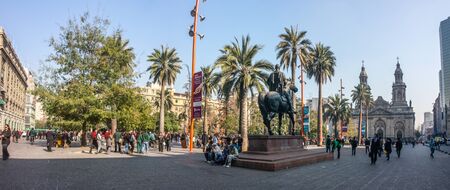 SANTIAGO, CHILE - July 23, 2013: The Plaza de Armas, the main square of Santiago, the capital of Chileのeditorial素材