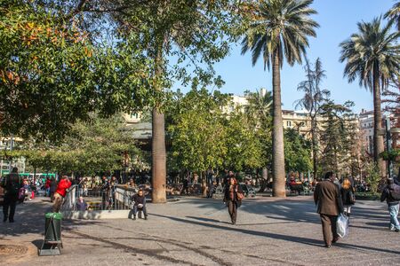 SANTIAGO, CHILE - July 23, 2013: The Plaza de Armas, the main square of Santiago, the capital of Chileのeditorial素材