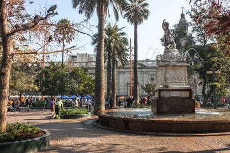 SANTIAGO, CHILE - July 23, 2013: The Plaza de Armas, the main square of Santiago, the capital of Chileのeditorial素材