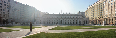 SANTIAGO, CHILE - June 20, 2013: La Moneda, the seat of the President of the Republic of Chile.のeditorial素材