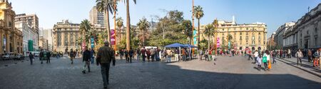 SANTIAGO, CHILE - July 23, 2013: The Plaza de Armas, the main square of Santiago, the capital of Chileのeditorial素材