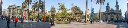 SANTIAGO, CHILE - July 23, 2013: The Plaza de Armas, the main square of Santiago, the capital of Chileのeditorial素材