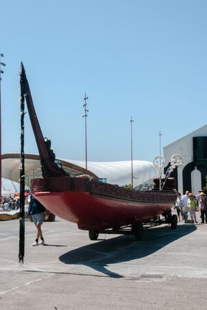 Auckland, New Zealand - January 26, 2015: New Zealand Maori boat carving.のeditorial素材