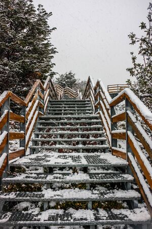 Stairway at the Perito Moreno Glacier in Patagonia, Argentina.