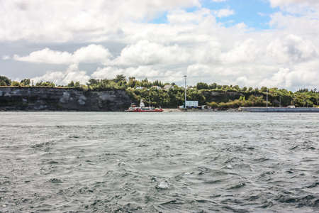 Pargua, Chile - February 19, 2012: Ferry crossing from Chiloe Island to Chilean mainland.のeditorial素材