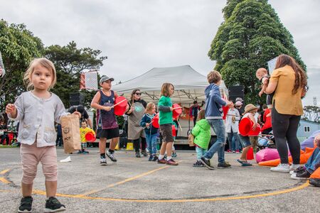 Auckland, New Zealand - April 09, 2017: Drumming workshop  at EcoDay in New Lynn.のeditorial素材