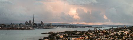 Auckland, New Zealand - April 16, 2017: Sunset view of Auckland city from North Head Devonport, New Zealandのeditorial素材