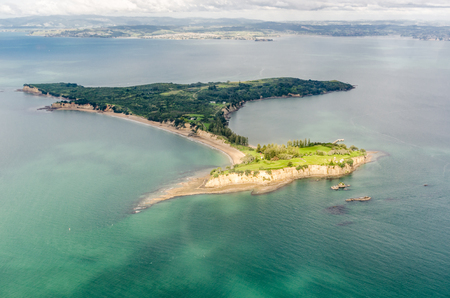 Aerial view on a island in Auckland, New Zealandの写真素材