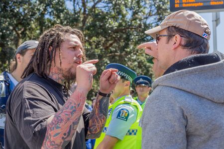 Wellington, New Zealand - October 28, 2017: National Front members made their way to Parliament...