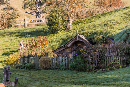 Matamata, New Zealand - June 07,20 17 : Hobbiton, a movie set created for the filming of the Lord of...