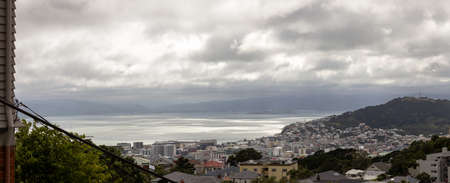 Wellington in a foggy day, New Zealandの写真素材