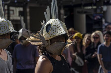Wellington, New Zealand - March 25, 2018: Fish Head Dance, a theatre dance group performing at Cuba...
