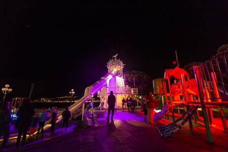 Wellington, New Zealand - May 20, 2018: Brilliant lights displays at Lux, a public festival of light on Wellington waterfront, New Zealand.のeditorial素材