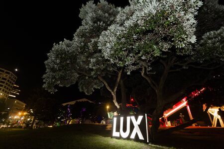 Wellington, New Zealand - May 20, 2018: Brilliant lights displays at Lux, a public festival of light...