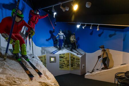 Manawatu-Wanganui, New Zealand - April 01, 2018: New Zealand Skiing cultural display at Whakapapa Visitor Centre.のeditorial素材