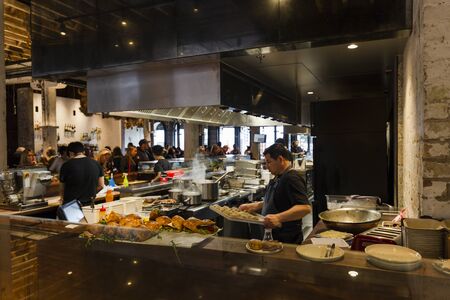 Auckland, New Zealand - June 09, 2018: Busy day at Amano Restaurant, Britomart, Auckland, New Zealand.のeditorial素材