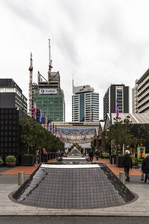 Auckland, New Zealand - June 10, 2018: People in the Britomart shopping and transportation precinct of Auckland, New Zealand.のeditorial素材
