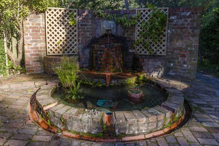 Wellington, New Zealand - July 14, 2018: Old Brick Fountain at Wellington Botanic Garden, New Zealand.のeditorial素材
