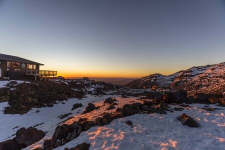 Whakapapa, New Zealand - August 12, 2018: Sunset over Whakapapa Skifielf, New Zealand.のeditorial素材