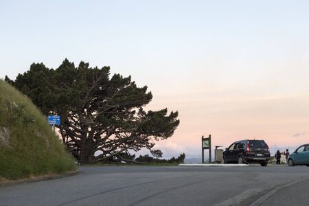 Wellington, New Zealand - November 11, 2017: Sunset over Mount Victoria parking in Wellington, New Zealandのeditorial素材