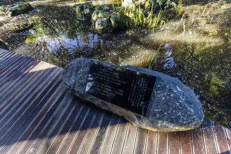 Wellington, New Zealand - July 14, 2018: Japanese Garden Pond in Wellington Botanic Gardens, New Zealand.のeditorial素材