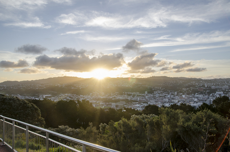 Sunset over Wellington, New Zealandの写真素材