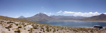 Atacama Desert, Chile - January 01, 2013: Tourists at Altiplanic Lagoons on Atacama Desert, Chile.のeditorial素材