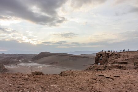 Atacama Desert - January 18, 2013: Tourists stop for a sunser view of Atacama Desert, Chile.のeditorial素材
