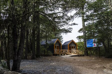 La Araucania Region, Chile - September 21, 2016: New bathroom construction in National Park Nahuelbuta, South of Chile.のeditorial素材