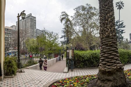 Santiago, Chile  - September 16, 2016: Fountain in Santa Lucia park in Santiago, Chileのeditorial素材