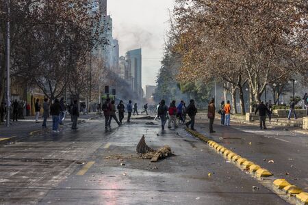 Santiago, Chile - July 14, 2011: Crowds march during a protest in Santiago, Chileのeditorial素材