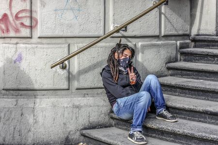 Santiago, Chile - July 14, 2011: A protester in Santiago, Chile