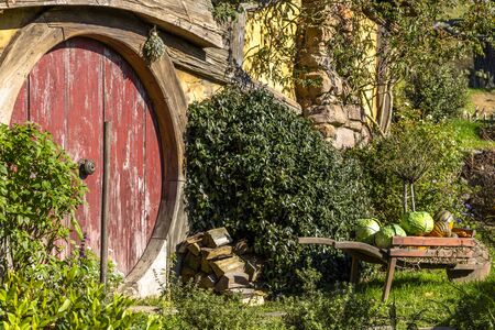 Matamata, New Zealand - June 07, 2017: Hobbiton, a movie set created for the filming of the Lord of...