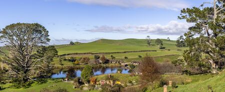 Matamata, New Zealand - June 07, 2017: Hobbiton, a movie set created for the filming of the Lord of...