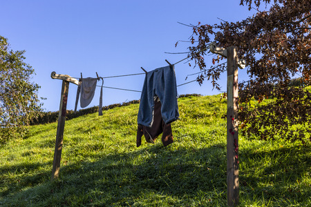 Matamata, New Zealand - June 07, 2017: Hobbiton, a movie set created for the filming of the Lord of the Rings and The Hobbit movies.のeditorial素材