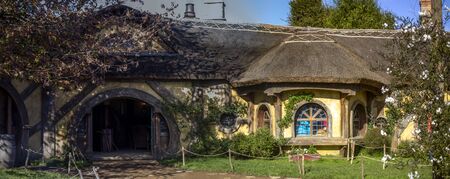 Matamata, New Zealand - June 07, 2017: Hobbiton, a movie set created for the filming of the Lord of the Rings and The Hobbit movies.のeditorial素材