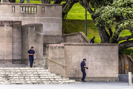 Wellington, New Zealand - October 28, 2018: Security preparations ahead of a royal visit to the...