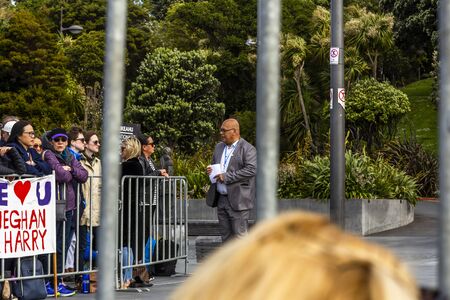 Wellington, New Zealand - October 28, 2018: Press prepares ahead of a royal visit to the Wellington War Memorial in New Zealand.のeditorial素材