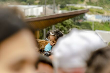 Wellington, New Zealand - October 28, 2018: Crowds wait patiently for royals visiting the Wellington War Memorial in New Zealand.のeditorial素材