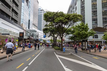 Wellington, New Zealand - November 25, 2018: People enjoying the Wellington's Santa Parade,のeditorial素材