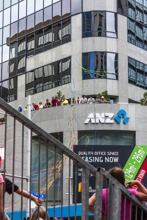 Auckland, New Zealand - November 30, 2014: Public enjoying the Auckland Santa Parade in New Zealand.のeditorial素材