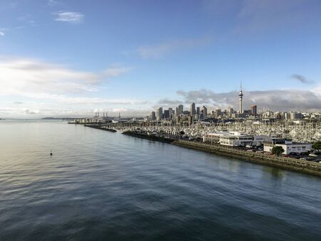 Auckland, New Zealand - July 06, 2017: View of Auckland harbour from the bridge, New Zealand.のeditorial素材