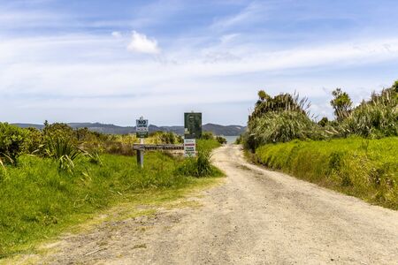 Opononi, New Zealand - December 29, 2018: Koutu Boulders Car Parkのeditorial素材