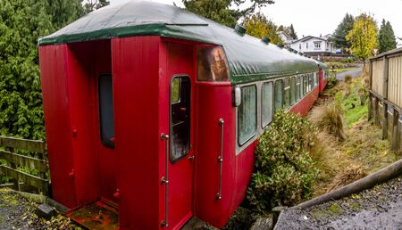 Ohakune, New Zealand - May 19, 2017: Train Motel at Rimu Park Lodge, New Zealand