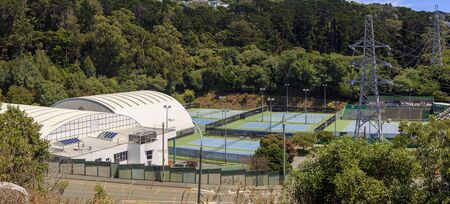 Wellington, New Zealand - January 27, 2018: View of Renouf Tennis Centre at Brooklyn in Wellington, New Zealand.のeditorial素材