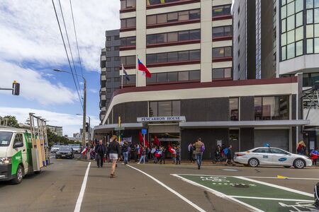 Wellington, New Zealand - October 22, 2019: People demonstrating against the violence and oppression...